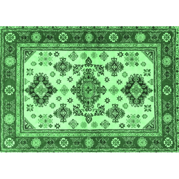 Ahgly Company Indoor Rectangle Persian Emerald Green Traditional Area Rugs, 4' x 6'