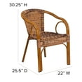 thumbnail image 6 of Flash Furniture 3 Pack Cadiz Series Burning Brown Rattan Restaurant Patio Chair with Dark Red Bamboo-Aluminum Frame, 6 of 14