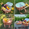 thumbnail image 5 of Wicker Picnic Basket Set for 4 with Mini Folding Wine Picnic Table & Large Insulated Cooler Bag & Cutlery Service Kits for 4 Person, Couples Gifts, Wedding Gifts (Y2209-4-GR), 5 of 12