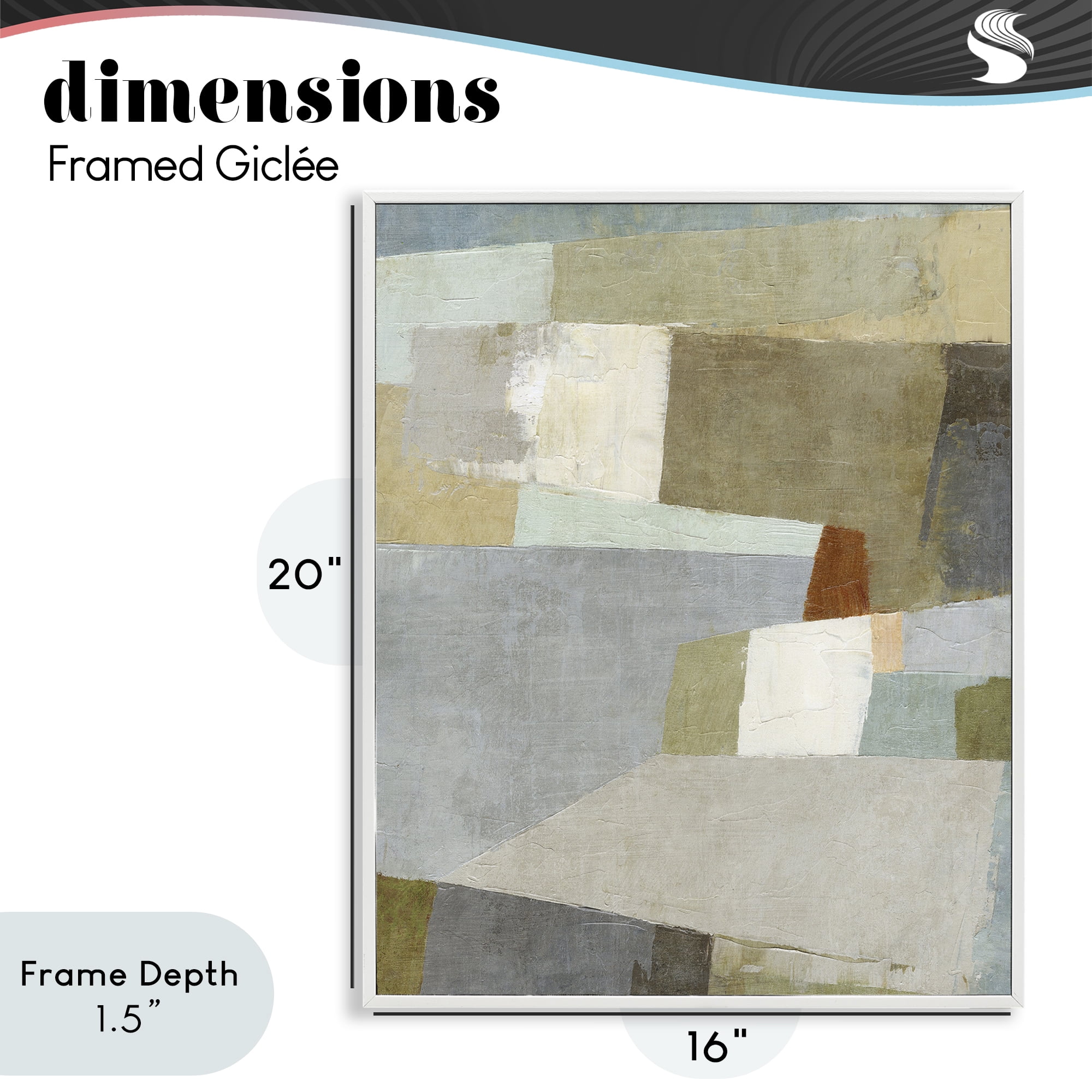 Stupell Industries Causeway Neutral Geometrics White Framed Giclee Art, design by Suzanne Nicoll
