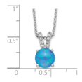 thumbnail image 2 of 7.96mm 925 Sterling Silver Cubic Zirconia and Lab Simulated Opal Necklace 18.5 Inch Pendant Necklace for Women, 2 of 2