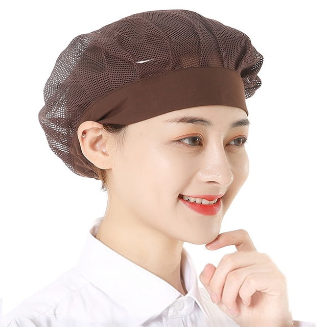 Visland Chef Hat Unisex Kitchen Hat Hotel Restaurant Cook Cap Good Breathability Hollow Mesh Solid Color Waiter Chef Work Cap Workshop Factory Hat