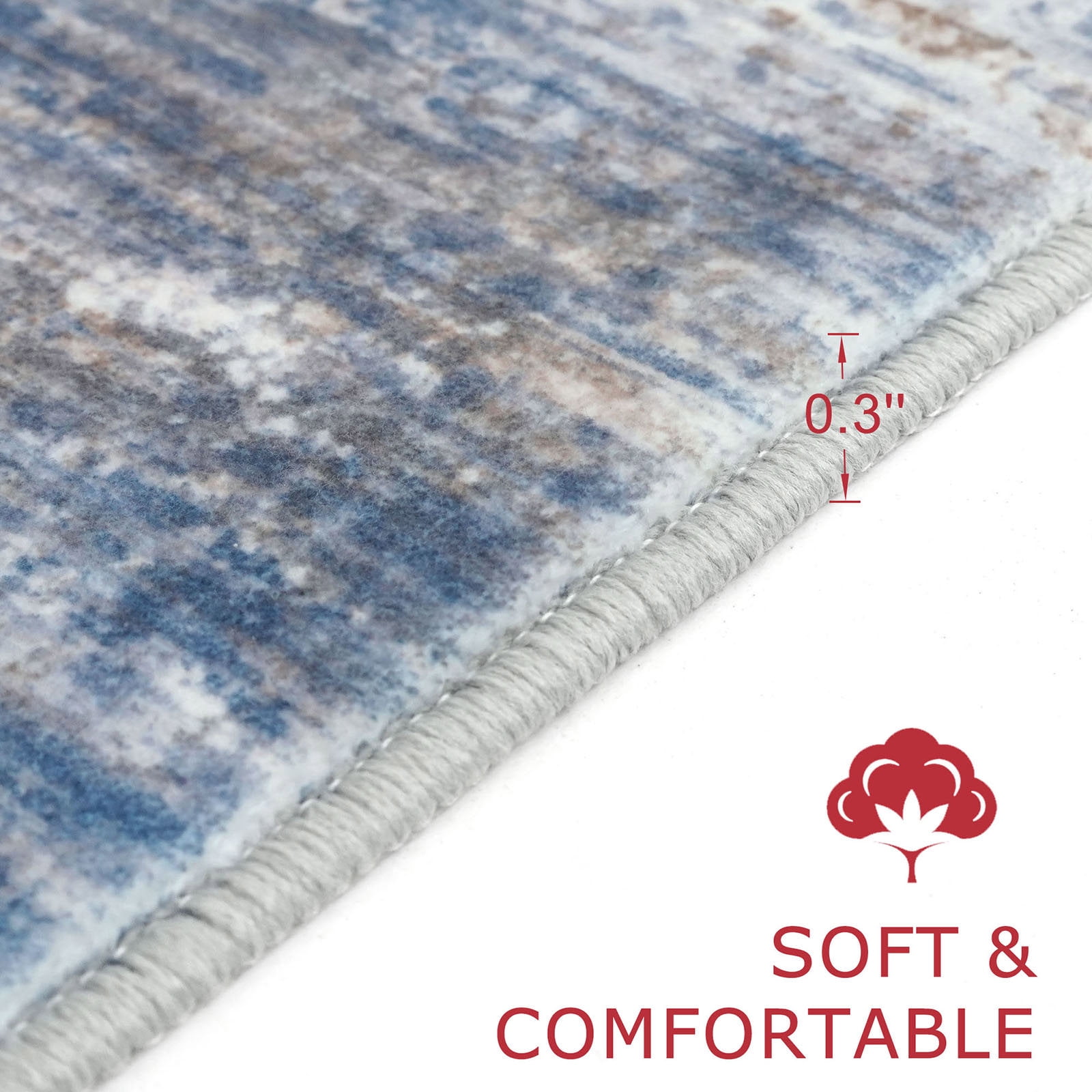 iOhouze Runner Rug 2x7 Kitchen Runner Rugs Non-Slip Washable Soft Print Distressed Carpet Runner for Entryway Bathroom Laundry Room Foyer, Blue Rust White