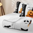 thumbnail image 4 of Erosebridal Cute Ghost Quilt King, Halloween Black Cat Pumpkin King Coverlet Set for Boys Girls, Black White Orange, 3 Pieces 1 Bedspread and 2 Pillowcases, 4 of 7
