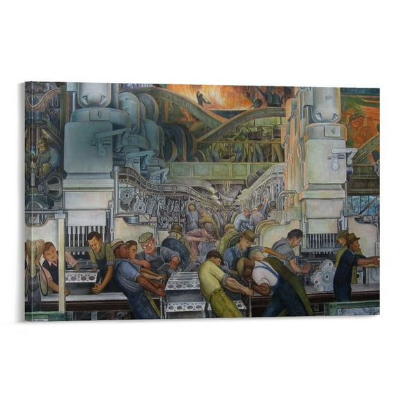 Diego Rivera 《The Detroit Industry Murals》 Wall Art Prints Paintings Canvas Poster Artworks Canvas Poster Room Aesthetic Wall Art Prints Home Modern Decor Gifts 24x36inch(60x90cm)