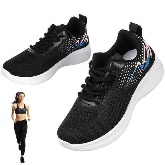 TAILTOSS Women Fashion Sports Shoes 1 Pair Black Running Shoes Breathable Mesh Material