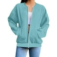 thumbnail image 2 of Casual Zip up Jackets with Pocket, Stand Collar Short Coats , Fall Fashion Outerwear Tops, 2 of 3