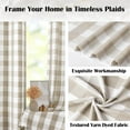 thumbnail image 3 of Beige Buffalo Plaid Window Curtain Panel Pairs 63 Inch Long Tan Geometric Check Rod Pocket Window Treatment,Rustic Farmhouse Style Drapes for Bedroom Living Room,40" Wx63 L,Beige/White, 3 of 7
