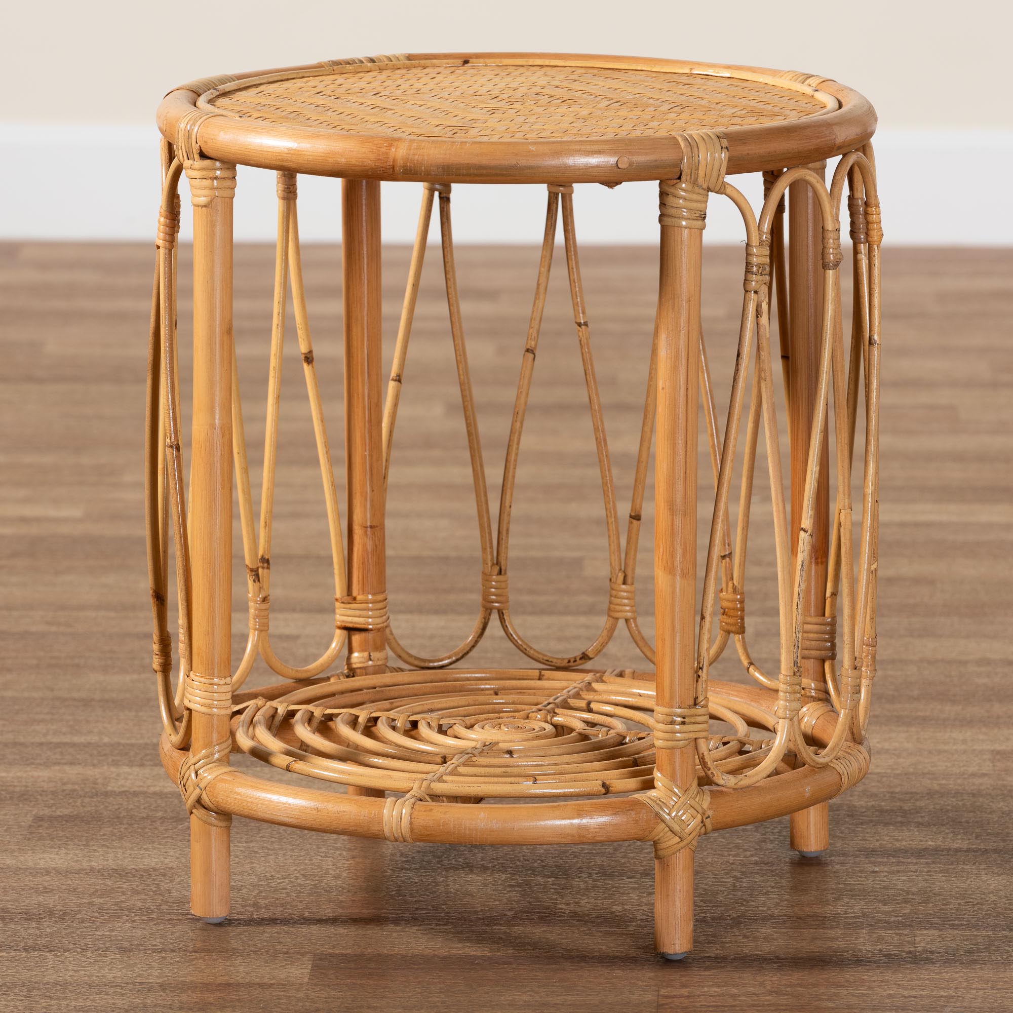 bali & pari Berilo Boho End Table, 2-Tier, Light Honey