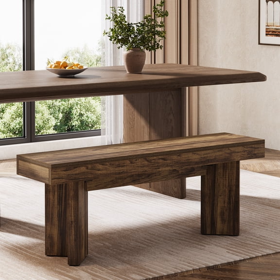 47" Farmhouse Dining Bench, Wooden Entryway Bench with Sturdy Frame, Indoor Seating Bench for Dining Room, Hallway, Living Room or End of Bed