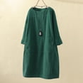 thumbnail image 2 of ICHUANYI Womens Fashion Vintage Pockets Corduroy Dress Solid Color Long Sleeve Loose Casual Dresses, 2 of 6