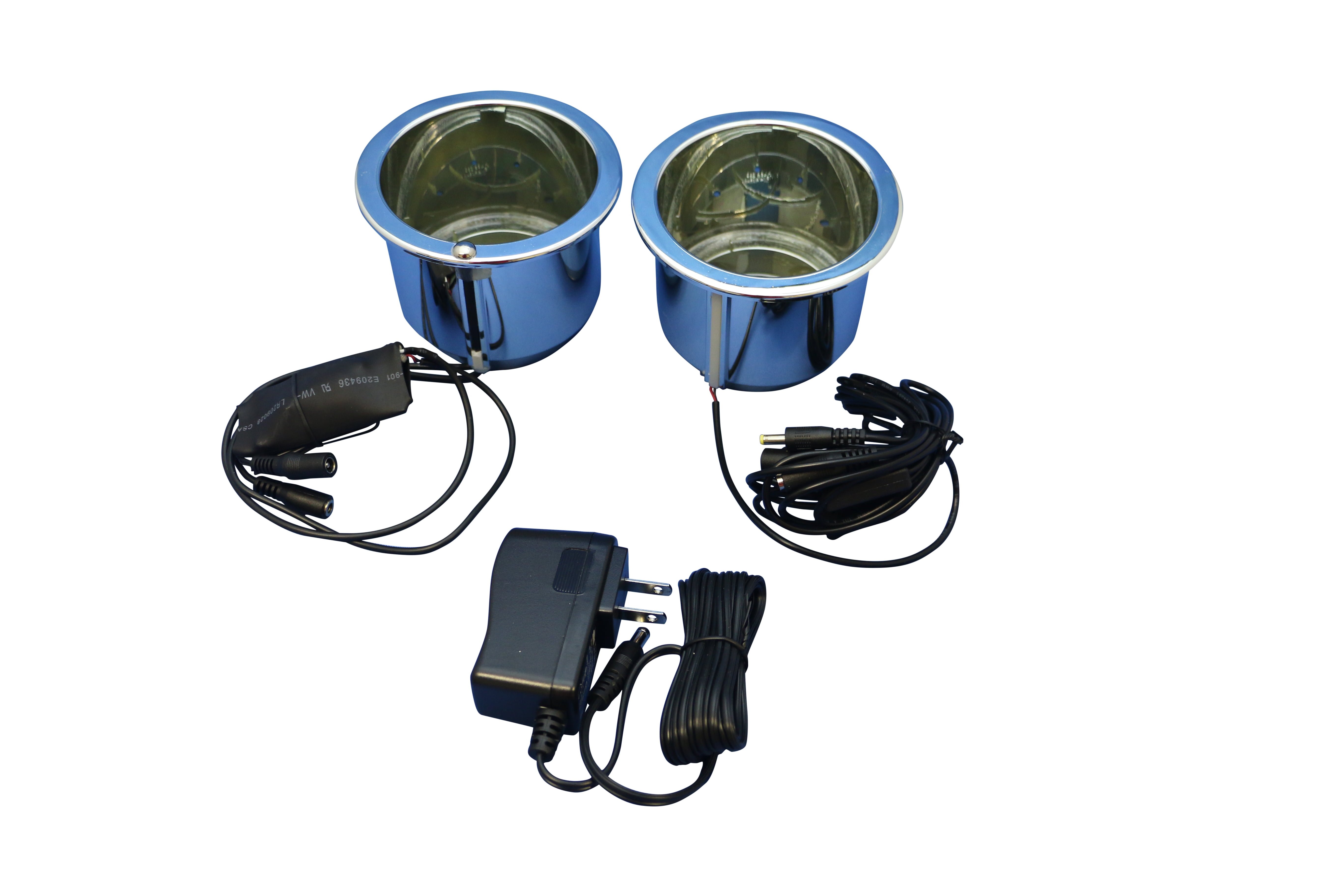 FR Power Cup Holder Kit, Master and Slave Chrome Cups, With BLUE LED