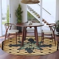 thumbnail image 3 of Large Round Rug 8Ft Washable Non-Slip, Vintage Geometric Circle Area Rugs for Living Room Bedroom, Green Brown Abstract Plaid Checkered Indoor Floor Mats Carpet Runner for Home Decor, 3 of 8