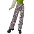 thumbnail image 1 of Women Relaxed Fit Mid Waist Print Medium Wash Cargo Trousers, 1 of 5