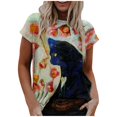 thumbnail image 3 of CHOK Vêtements pour Femmes Liquidation Mode Femme Blouse à Col Rond Imprimé Manches Courtes T-Shirt Hauts d'Été, 3 of 6