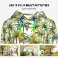 thumbnail image 4 of Lsque Green Hawaii Palms Pattern Casual Women's Hoodie,Hooded Sweatshirt with Kangaroo Pocket,Pullover Hoodie with Eye-catching Drawstrings-Small, 4 of 7