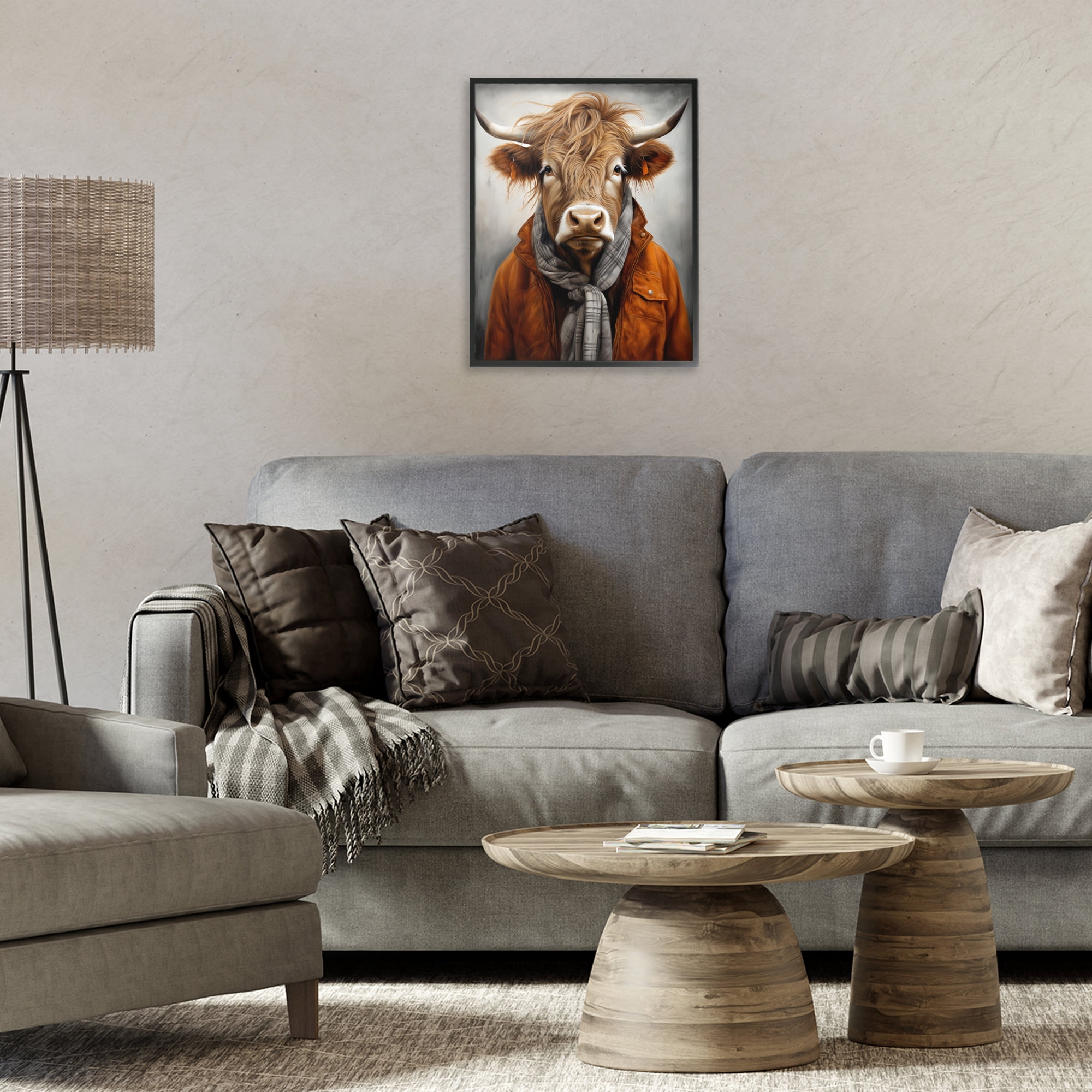 Stupell Industries Buster Bull Horn Portrait Black Framed Giclee Art, design by Ray Powers