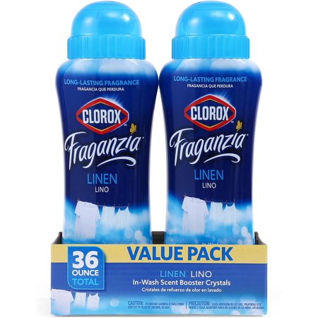Fraganzia Laundry Scent Booster Crystals in Linen Scent - Scented In-Wash Freshener Beads for Fresh, Clean, Great Smelling Clothes and Linens, 18 Oz - 2 Pack