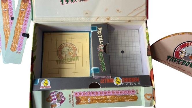 Tortilla Takedown by Lethal Chicken Games: A hilarious luchador food fight card game for ages 8+ with fast-paced, family-friendly fun.