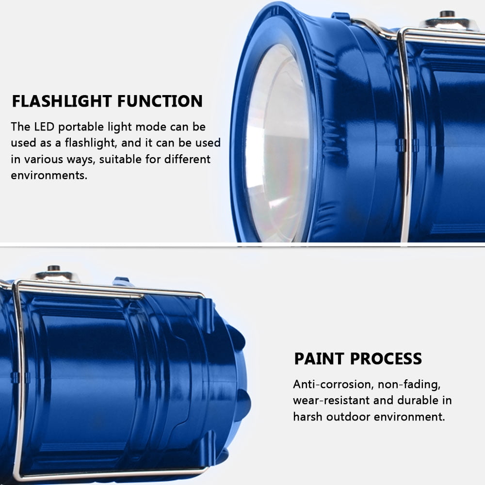 2 Pack Solar USB Rechargeable 3 AA Power Brightest COB LED Camping Lantern with Magnetic Base, Charging for Android, Waterproof Collapsible Emergency LED Light