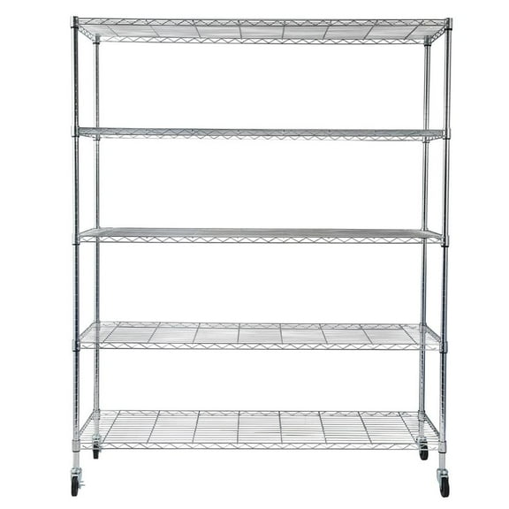 Winado Adjustable 5-Shelf Storage Rack, Wire Shelving Unit with Casters Capacity for 1000lbs