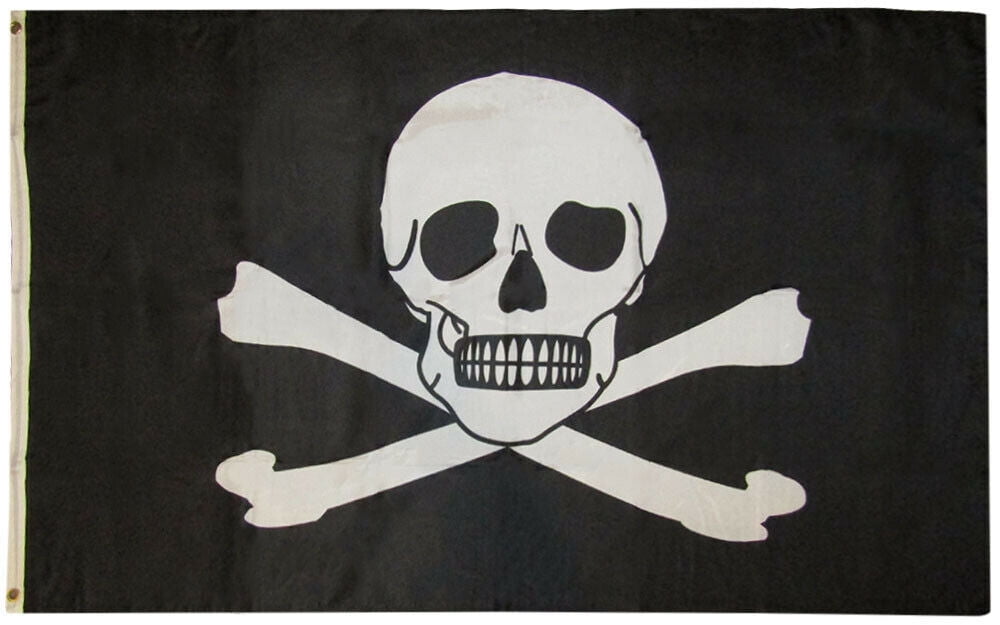 3x5 Pirate With Eye Patch Black 3'x5' Premium Rough Tex 100D Oxford Poly Flag 
