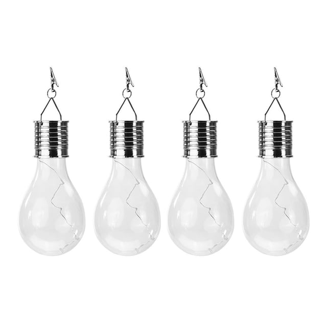 BRIGHTFUFU 4 piezas de alambre de cobre solar transparente bombilla LED lámpara de araña impermeable luz LED giratoria al aire libre jardín lámpara colgante para acampar (blanco cálido)