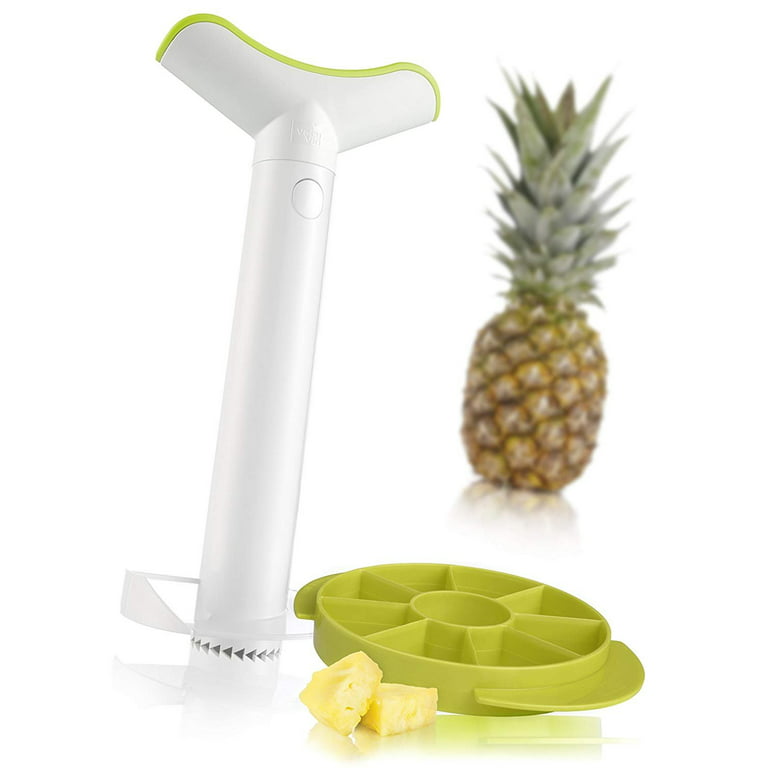 Tomorrow's Kitchen 4-in-1 Pineapple Peeler, Corer, Slicer and Wedger in Box  - White and Green 