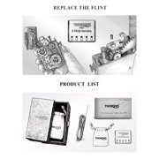 Unique Retro Soft-Flame Copper Mechanical Kerosene Lighter, Automatic Ignition, Refillable, Steampunk, Gear Linkage, Safety Lock, Luxury, Complex, Collectible, Gift for Boyfriend, Thorens