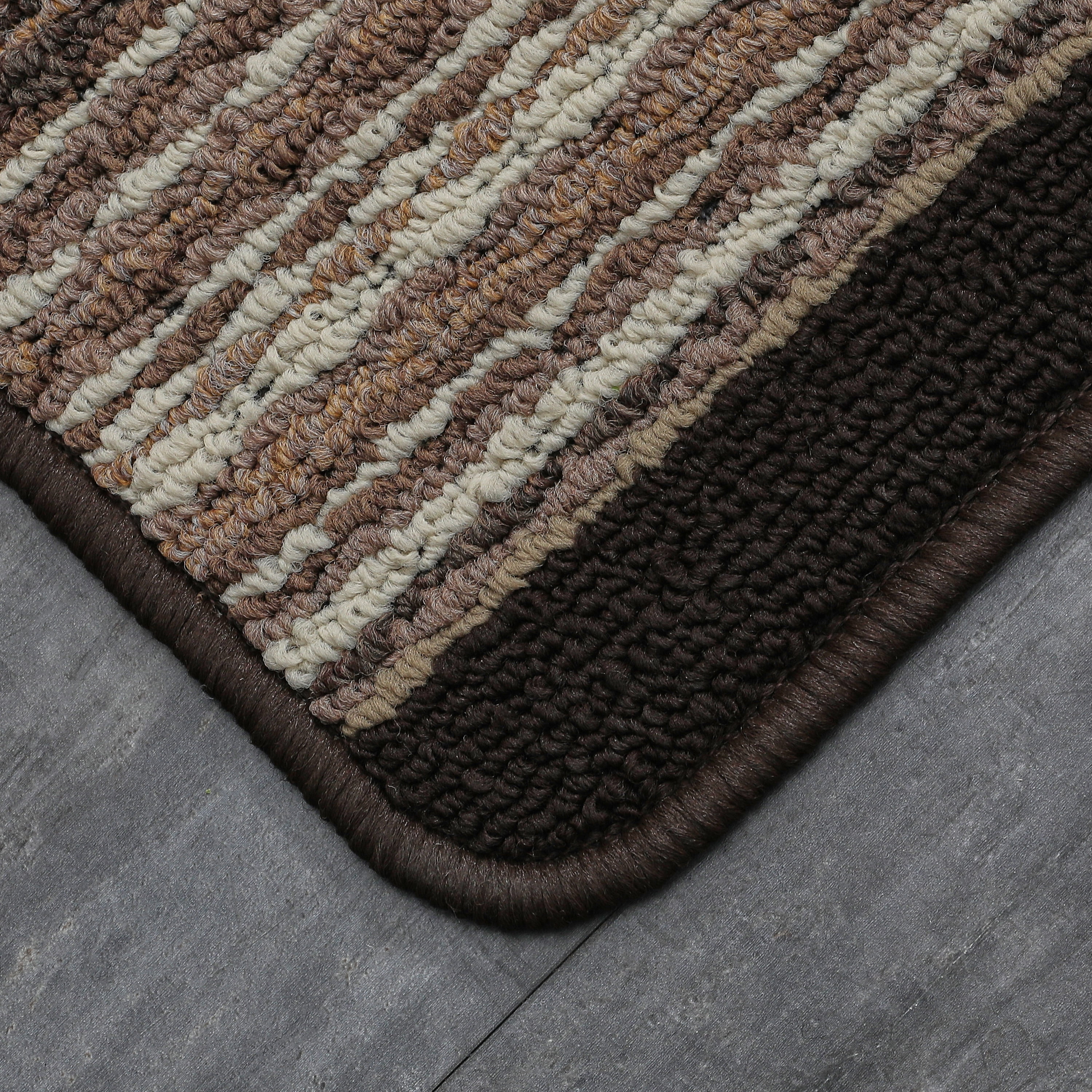 (2 pack) Mainstays Apollo Striped Indoor Polypropylene Area Rug, Tan and Chocolate, 17.4: x 30"
