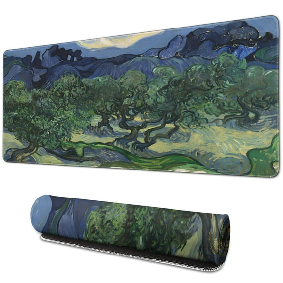 Forest At Night mousepad Gamingwaterproofno Slip for Office Home Work GamingmousepadsRubber Base Mousepad with Stitched Edges 31.5x11.8inches
