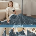 thumbnail image 4 of Cozy Comfort Electric Blanket Heated Throw - Soft Ribbed Flannel Heated Blanket, Fast Heating Electric Throw with 6 Heating Levels & 4 Time Settings, 3 Hours Auto-Off (50x60 inches, Grey), 4 of 6