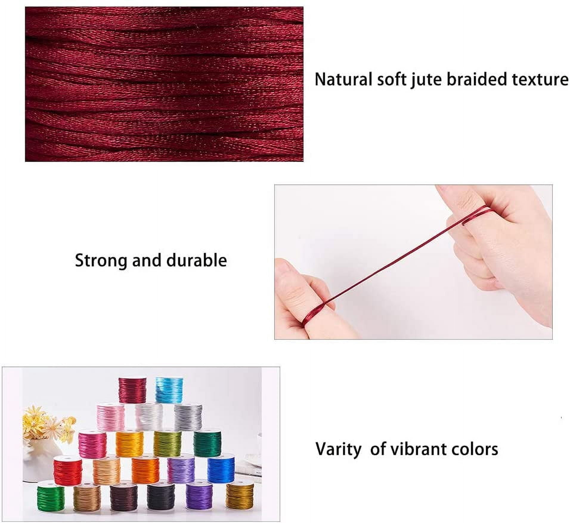 JEWELEADER 20 colors About 650 yard Rattail Nylon Cord 1mm Chinese Knotting Cord Macrame Thread Beading String for DIY Jewellery Making Kumihimo Friendship Bracelets Sewing