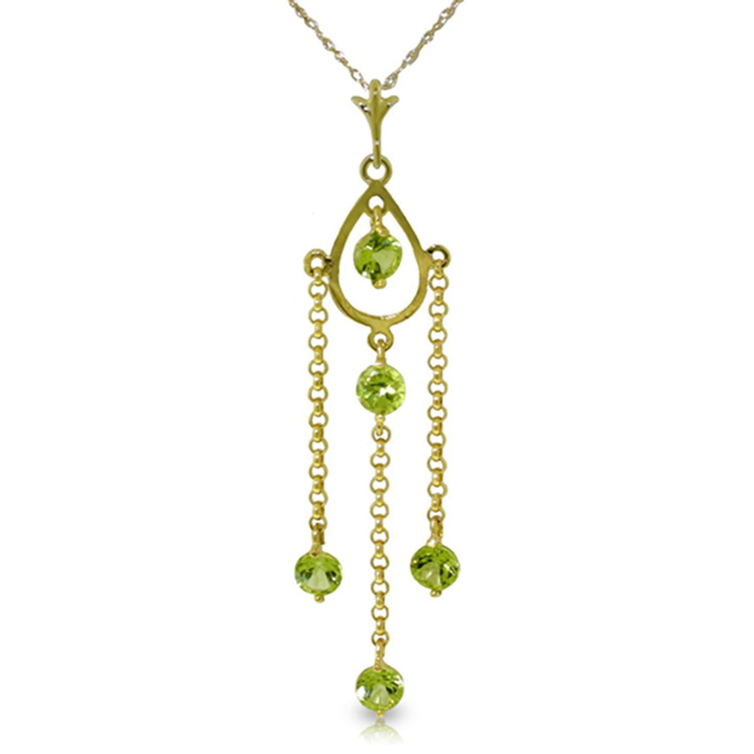 ALARRI 0.55 Carat 14K Solid Gold Directions To Love Peridot Necklace with 18 Inch Chain Length