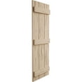 thumbnail image 4 of Ekena Millwork 17 1/2"W x 88"H Rustic Three Board Spaced Board-n-Batten Pecky Cypress Faux Wood Shutters (Per Pair), Primed Tan, 4 of 11