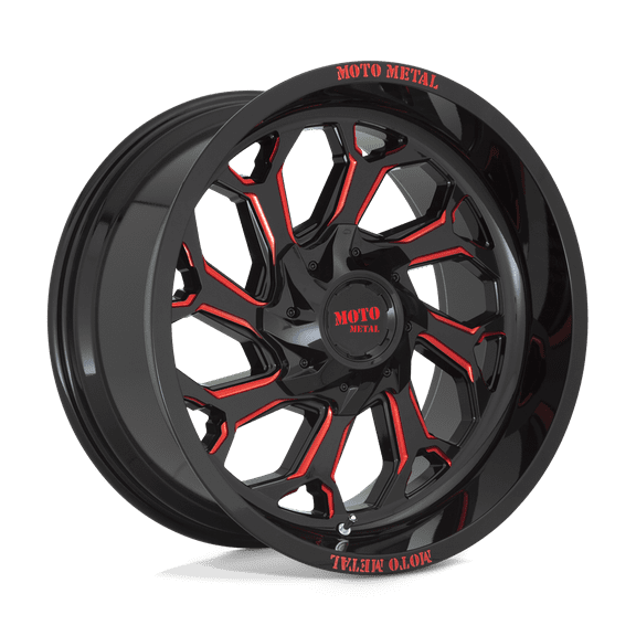 Moto Metal Mo999 22X12 6X135/6X139.7 -44Et 110.1Cb Gloss Blk Milled W Red Tint Wheel