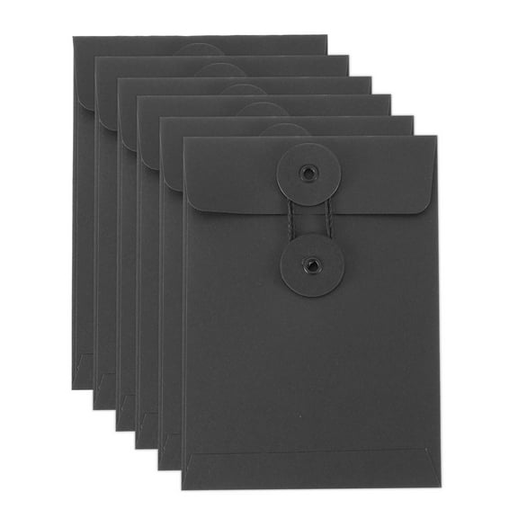 REGALWOVEN Kraft Paper Envelope with String Tie Closure Black 5.5x4 Inch