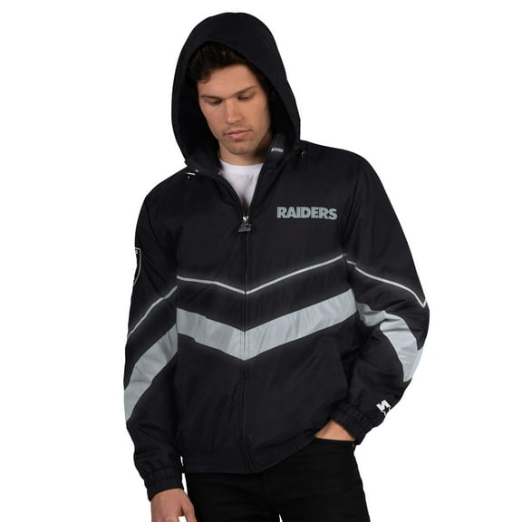 Men's Starter Black/Silver Las Vegas Raiders Thursday Night Gridiron Full-Zip Jacket