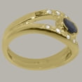 thumbnail image 3 of LBG British Made Traditional 10k Yellow Gold Ring with Natural Sapphire & Diamond Womens Promise Ring - 33 size options - Size 4.25, 3 of 7