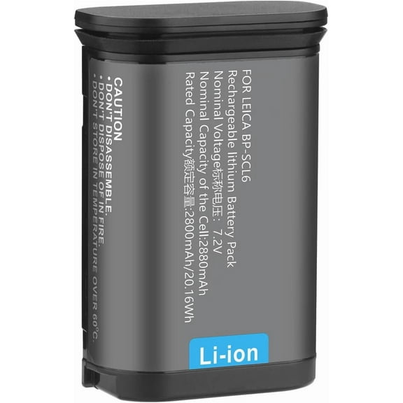 Rechargeable Li-ion Battery Compatible with Leica BP-SCL6 (19531) Battery, Leica BC-SCL6 Charger, Also Compatible with Leica Q3, Q2, SL2, SL2-S, SL3, SL3-S