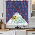 thumbnail image 4 of Navy Blue Coastal Kitchen Window Curtains, Swag Curtains Valance for Bedroom Living Room Bathroom, Red Lobster Nautical Ocean Rod Pocket Window Treatment Curtain Block Drapes 2 Panels 28"x36", 4 of 9