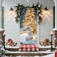 thumbnail image 2 of LanSuare Christmas Door Cover Decoration, White Reindeer Pattern Front Door Cover, Xmas Hanging Banner Background for Holiday Party, Christmas Decoration, 35x71Inch, 2 of 6