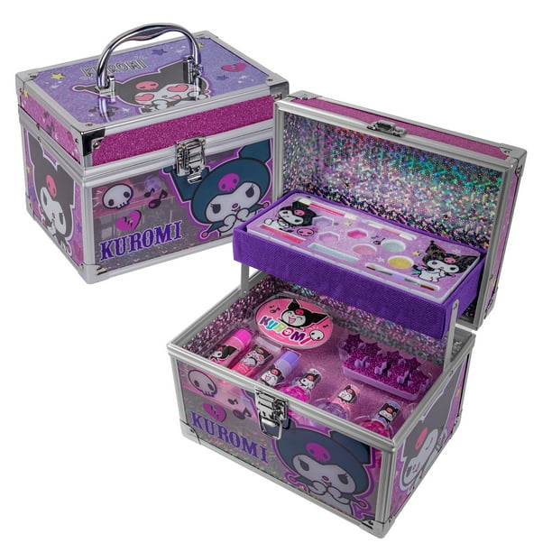 Train Case Kuromi con Maquillaje Infantil, Brochas, Esmaltes y Brillos, Ideal para Juego y Regalo - MAKEUPERIA