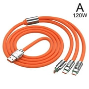 3 IN 1 Zinc Alloy Charging Cable 120W 6A Super Fast USB Charger C3V1