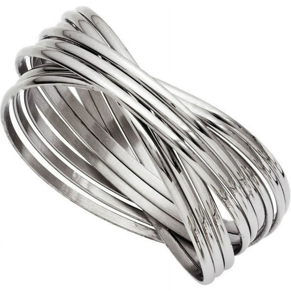 Primal Steel Stainless Steel Intertwined Bangle Bracelet