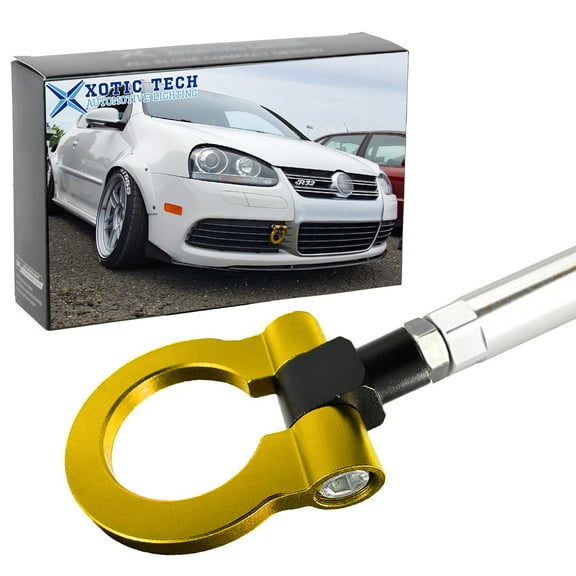 Xotic Tech JDM Sport Track Racing Style CNC Aluminum Screw-on Tow Hook Front Rear Bumper Compatible with BMW 2 3 4 5 Series X1 X3 X4 X5 IX3 Z4 or Mini Cooper F55 F56 R60 R61 (Gold)
