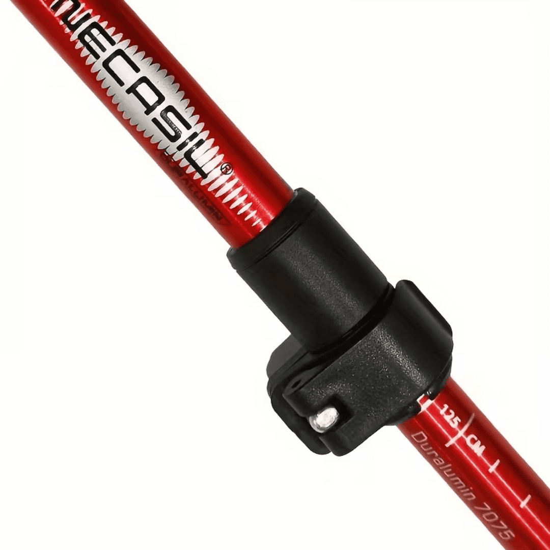 Five Section Folding Trekking Pole For Hiking And Walking, Red