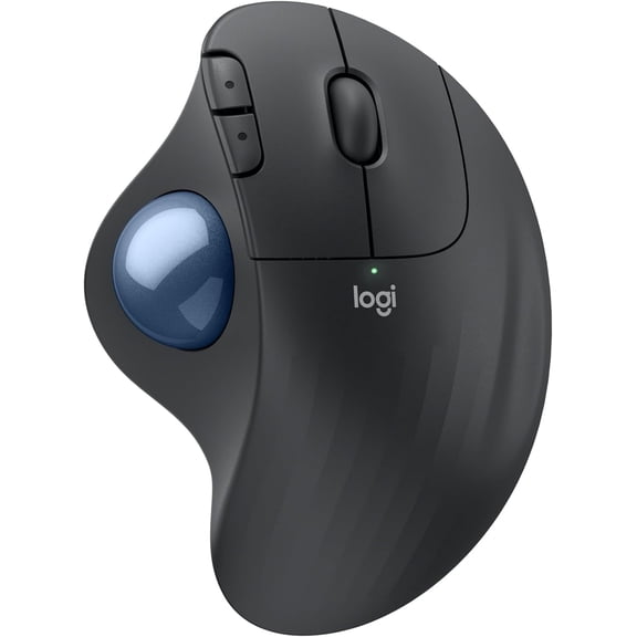 Ergo M575S Wireless Trackball Mouse, Ergonomic Mouse with Bluetooth and Encrypted Dongle, Comfortable Thumb Control, Precise Smooth Tracking, for PC/Mac - Graphite Blue Ball