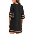 thumbnail image 3 of OUSITAID Femmes Casual Col Rond Maille Patchwork Manches Évasées 3/4 une-Ligne Robe Tunique, 3 of 6