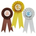 thumbnail image 4 of Juvale First Place Ribbons - 3.25-in Dia x 7.5-in, Gold, Silver & Bronze, Modern, 24-Pack - Peel & Stick Adhesive Polypropylene Rosettes - Field Day & Student Achievement Awards, 4 of 10